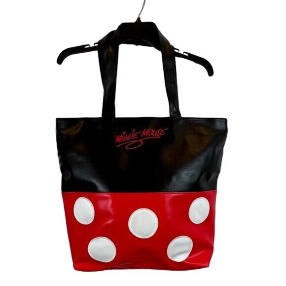 Disney Vintage Black Red White Minnie Mouse PVC Large Tote Bag - Picture 1 of 8